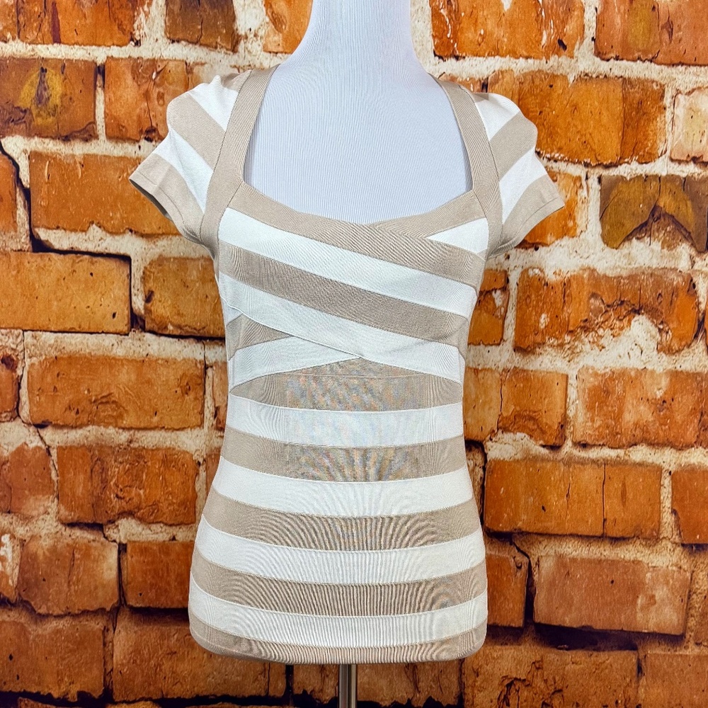 White House Black Market Striped banded top Size S